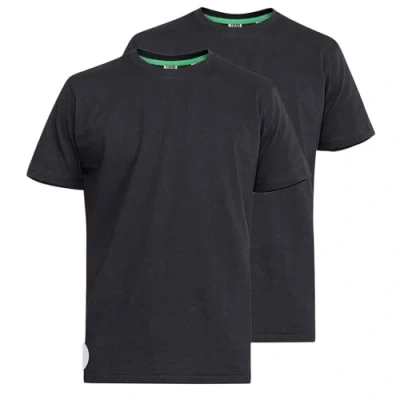 Image of D555 (KS16894 Mens Pack of 2 Crew Neck T Shirt in Black/Black 3XL