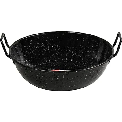 Image of Sterling Ventures Enamel Kadai Wok Pan Non Stick Karahi Kadhai with Handles Flat Bottom Deep Frying Cooking (28CM)