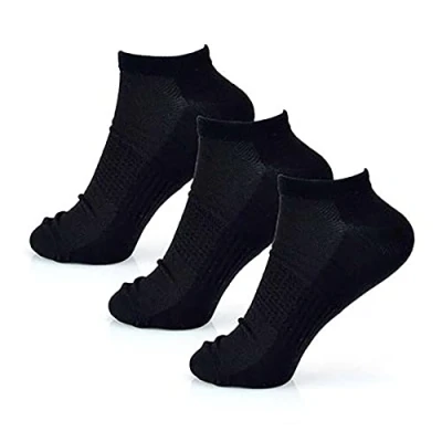 Image of KAV Extra Comfort Trainer Socks for Men Pack of 3 Natural Bamboo Fibre Sports Casual and Athletic Wear Foot Care, Low Cut Ankle, UK 6 11 (Black)