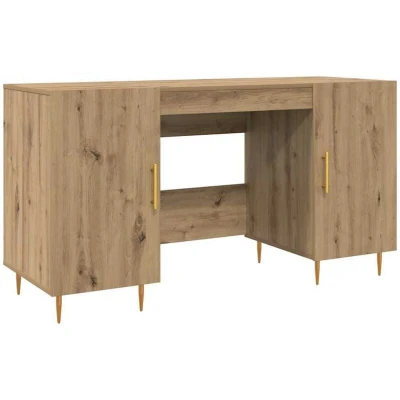 Image of vidaXL Desk with Shelf Artisan oak 140 x 50 75 cm Engineered wood