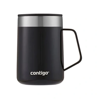 Image of Contigo Streeterville Desk Mug, insulated coffee mug with stainless steel handle, to go lid, keeps and tea warm for up 5 hours, ideal office &amp; home, 410 ml
