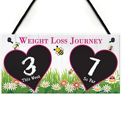 Image of RED OCEAN Weight Loss Tracker Chalkboard Journey Hanging Plaque Gift Slimming World Sign Countdown