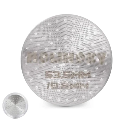 Image of HOLIHOKY Puck Screen 54mm, Reusable Coffee Filter with Acrylic Storage Box, 304 Stainless Steel Espresso Filter, for Sage Barista Express Portafilter 54mm
