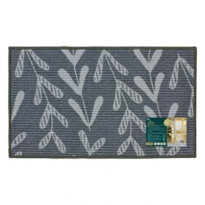Image of JVL Fiora Latex Backed Machine Washable Door Mat, Grey, 44 x 75 cm Approximately
