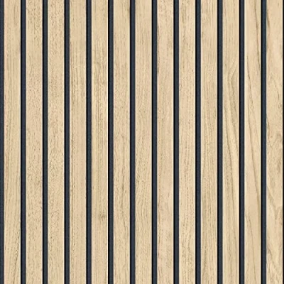 Image of Panacea Wood Slats Wallpaper Light Oak Black Realistic Striped Natural