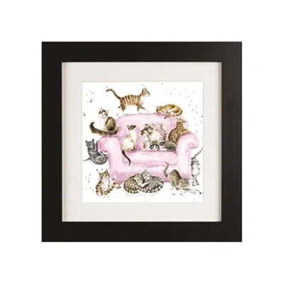 Image of Wrendale Designs Cat Framed Picture in Frame &quot;Cattitudue&quot; (Black)
