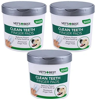 Image of AB Tools 150PK Dog Pet Teeth Tooth Cleaning Finger Pads White Wipes Plaque Tartar Remove
