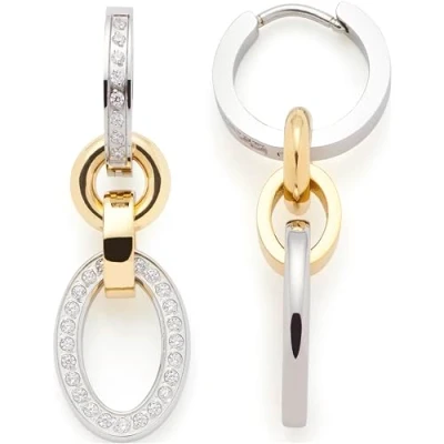 Image of Leonardo Jewels Lena 023404 Hoop Earrings Two Tone Stainless Steel with Cubic Zirconia Stones Jewellery Gift for Women, Eine Grösse, Steel, No Gemstone