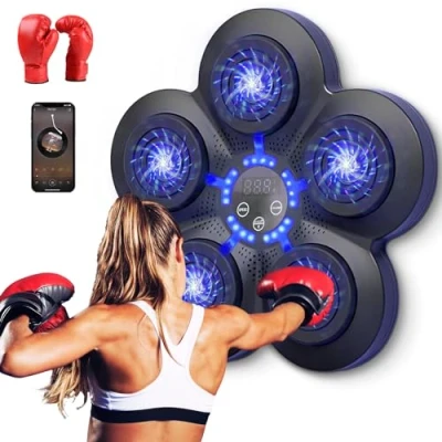 Image of Boxing Machine Wall Mounted, Smart Music Equipment Punching Pads With LED Light, Electronic Target Bluetooth (Boxing Machine+Kid Gloves/G)
