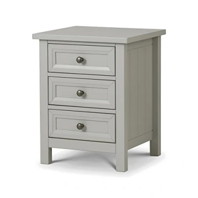 Image of Julian Bowen Dove Grey Wood Maine 3 Drawer Bedside Table
