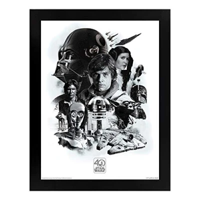 Image of Pyramid International Star Wars 40th Anniversary (Montage) Framed Print Memorabilia 30 x 40cm, Multicolour, 40 1.3 cm