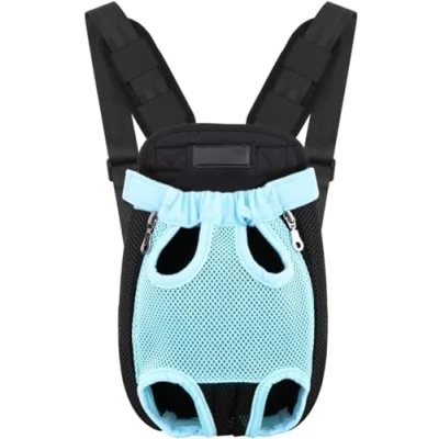 Image of Pet Carrier Backpack Adjustable Front Cat Dog Wide Straps Travel Bag Legs Out Easy Fit For Traveling Hiking Camping (Blue, L)