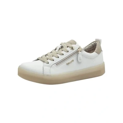 Image of Tamaris Women&#039;s Comfort Damen Sneaker Flach Mit Reißverschluss Freizeit, White Beige, 3.5 UK