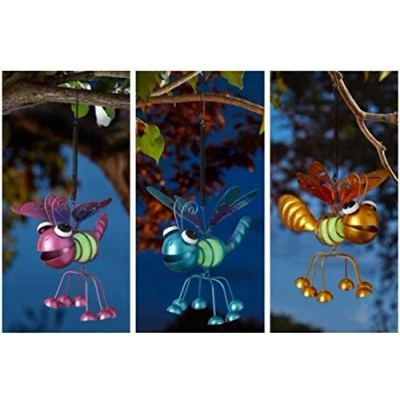 Image of Garden Mile Hanging Glow in the Dark Butterfly Pendants, Unique Decor Outdoor Bug Ornament Decoration Easy Setup Indoor Metal Swinging Tree Ornamental 12cm x 15cm (Set of 3)