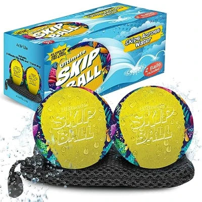 Image of Activ Life The Ultimate Skip Ball: Summer Fun Guaranteed Water Bouncing Ball, A Must Have Beach, Lake, and Pool Companion for All Ages, Create Memories with Friends &amp; Family, 2pack, Jungle