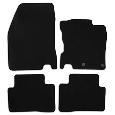 Image of Safe Travel Fully Tailored Premium Carpet Black Car Mats With Trim, Safety Clips Set of 4 for Nissan Qashqai J11E (2014 onwards)