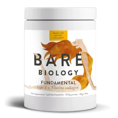 Image of Bare Biology Fundamental Bovine Collagen Powder Made In Switzerland 10,000mg Pure, Grass Fed per 10g Serving Type I &amp; III Hydrolysed peptides Supports Skin, Hair, Nails, Joints Bone