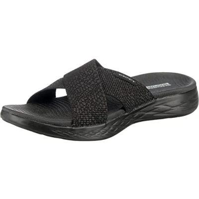 Image of Skechers Women&#039;s On the go 600 Glistening Slide Sandal,Black Textile,6 UK