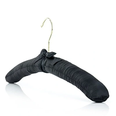 Image of HANGERWORLD 5 Black Satin 43cm Padded Cushioned Coat Garment Dress Clothes hangers