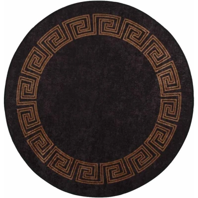 Image of vidaXL Rug Washable φ120 cm Black and Gold Anti Slip