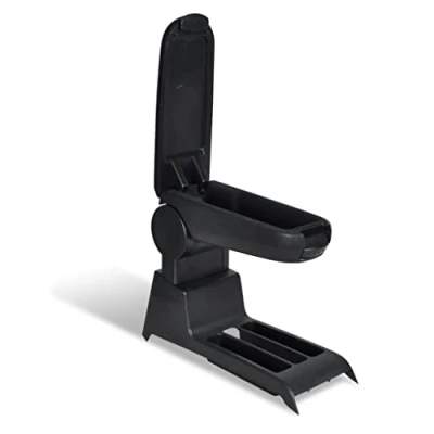 Image of vidaXL Adjustable Car Armrest with Integrated Console Compartment, Sturdy ABS Material, Suitable for Skoda Fabia MK1 (1999 2007), Comfortable Padded Lid, Black