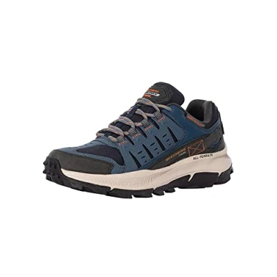 Image of Skechers Men&#039;s 237501 NVOR Sneaker, Navy Leather/Mesh/Orange Trim, 7 UK