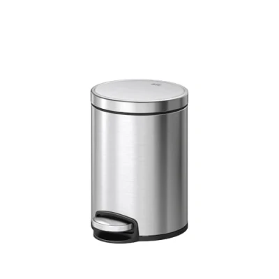 Image of EKO Eva Pedal Bathroom Bin with Soft Close Lid Perfect for Bathroom, Bedroom &amp; Home, Stainless Steel (5 Litres)