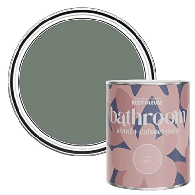 Image of Rust Oleum Green Moisture Resistant Bathroom Wood and Cabinet Paint in Matt Finish SERENITY 750ML