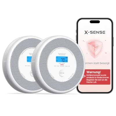 Image of X Sense Wi Fi Combination Smoke and Carbon Monoxide Alarm with English Voice Alerts, Smart for Home Replaceable Battery, XP0A iR, 2 Pack
