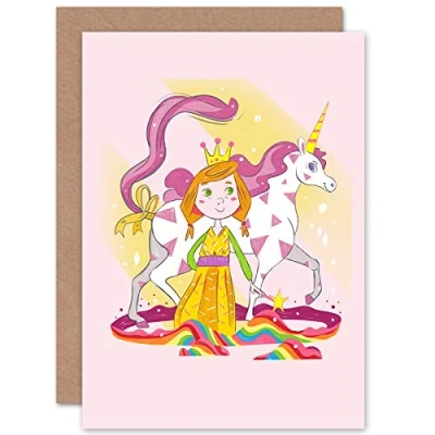 Image of Wee Blue Coo Unicorn Princess Magic Greeting Card With Envelope Inside Premium Quality