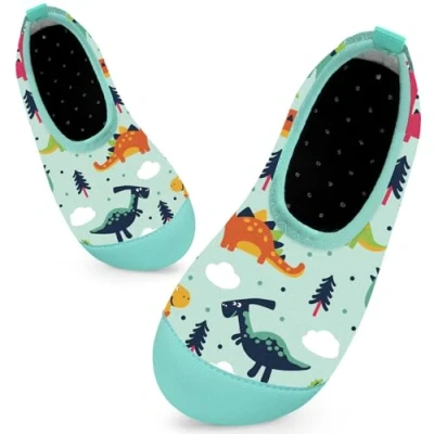 Image of Kids Swim Water Shoes Toddlers Baby Aqua Socks Quick Dry Pool Beach Barefoot for Boys Children(Dinosaur Green,30/31 EU)