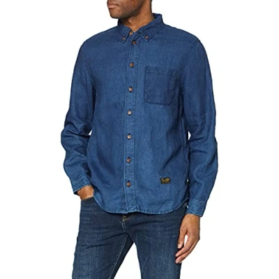 Image of Kings of Indigo Men&#039;s Enda Pocket Casual Shirt, Blue (Dark Linen 1000), M
