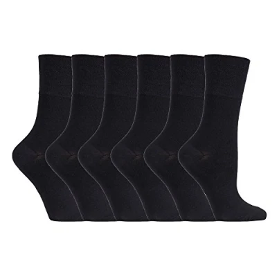 Image of Sock Shop Gentle Grip 6 Pairs Ladies Loose Soft Top Non Elastic Bamboo Socks (4 8 UK, SOLRM31)