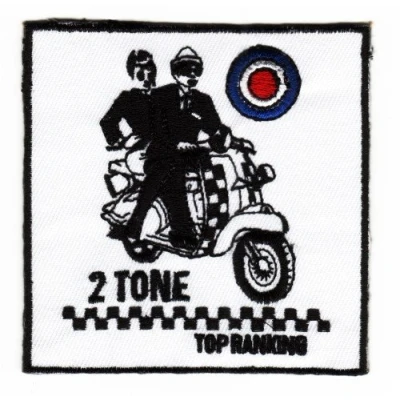 Image of Sew on Iron Embroidered Patch Scooter MOD 2 Tone (Two Tone)