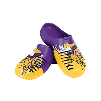 Image of FOCO NFL Mens Team Logo Colorblock Big Shoes Slipper Clogs