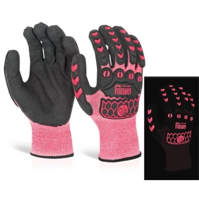 Image of Glovezilla Glow In The Dark Foam Nitrile Glove Pink Medium