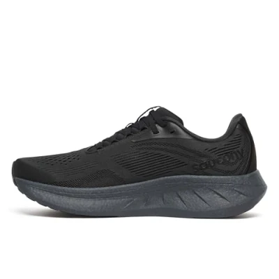 Image of Saucony Men&#039;s Ride 18 Sneaker, Black/Shadow, 11