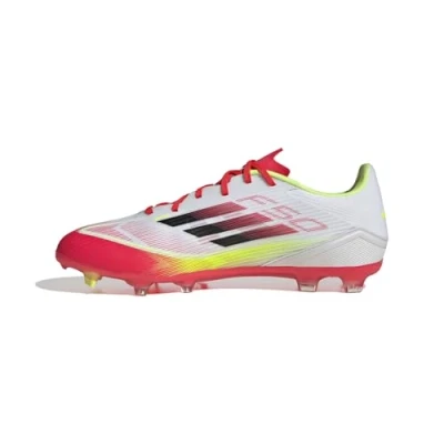 Image of adidas Unisex F50 League Football Boots FG/MG, Cloud White/Core Black/Solar Yellow, 5 UK