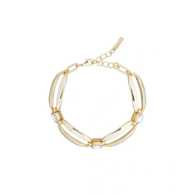 Image of Karen Millen Crystal Ellipse Bracelet For Women (Gold/Clear Crystal)