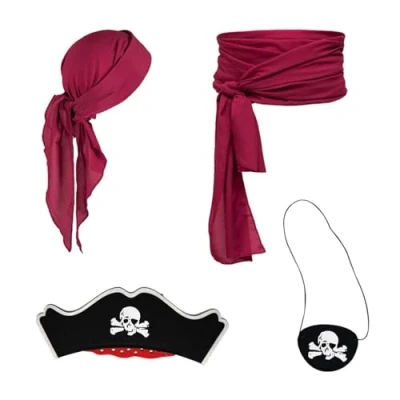 Image of FFDHWU 1 Pirate Bandana, Belt, Skull Eyepatch, Hat, Accessories, Accessories For Women, Bandana Scarf