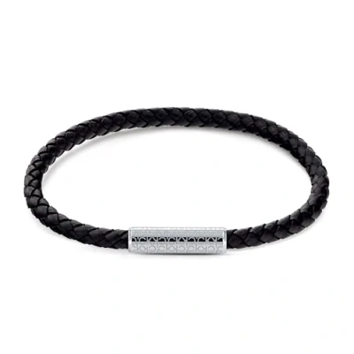 Image of CKJ Calvin Klein Men&#039;s WRAPPED &amp; BRAIDED Collection Leather Bracelet Black 35000101, One Size