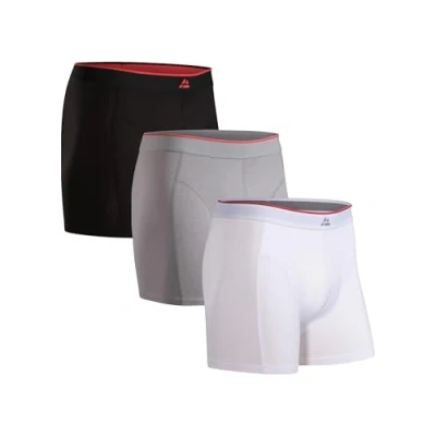 Image of DANISH ENDURANCE 3 Pack Bamboo Boxer Shorts for Men, Breathable Underwear, Soft Antibacterial Pants, Multicolour: 1 x black, white, grey, Small