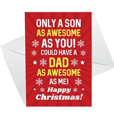 Image of RED OCEAN Christmas Card For Son Funny Humour From Dad