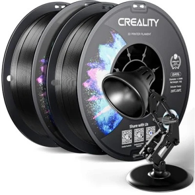 Image of Creality PETG Filament 1.75mm, 3D Printer 2KG(4.4lbs), Printing High Precision, Strong Toughness, Odorless, Better Flow, Dimensional Accuracy +/ 0.02 mm, Black, Pack of 2