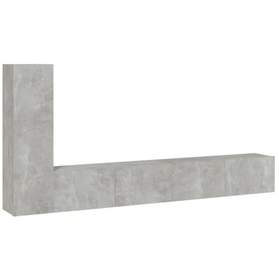 Image of vidaXL 3 Piece TV Cabinet Set in Concrete Grey Wall Mounted Media Unit with Ample Storage Engineered Wood Stands for Modern Living Room