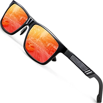 Image of ATTCL Men&#039;s Ultralight Al Mg Metal Frame Driving Polarized Sunglasses 16560blackred UV400 CAT 3 CE