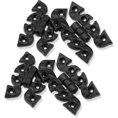 Image of Euroart Black Butterfly Hinges in 2 Pairs with Rustic Ornate Design, Cabinet Hinges, Cupboard Small Decorative Hinge, Antique Door Furniture