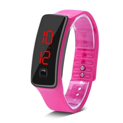 Image of LED Watch Sports Silicone Strap Digital 12 Hour Dial Electronic Display Wristwatch Watch(Pink)