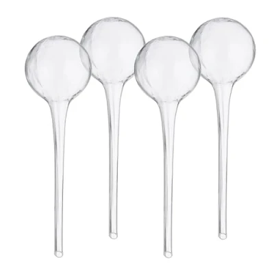 Image of Relaxdays Watering Globes, Set of 4, Glass, XL Size, HxD: 30 x 9 cm, Balls for Automatic Irrigation on Holiday, Clear, cm