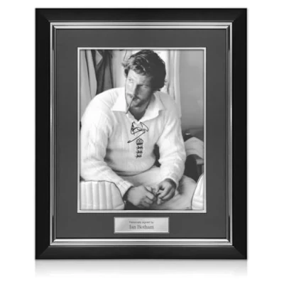 Image of Exclusive Memorabilia Lord Ian Botham Signed England Cricket Photo: 1981 Ashes. Deluxe Frame